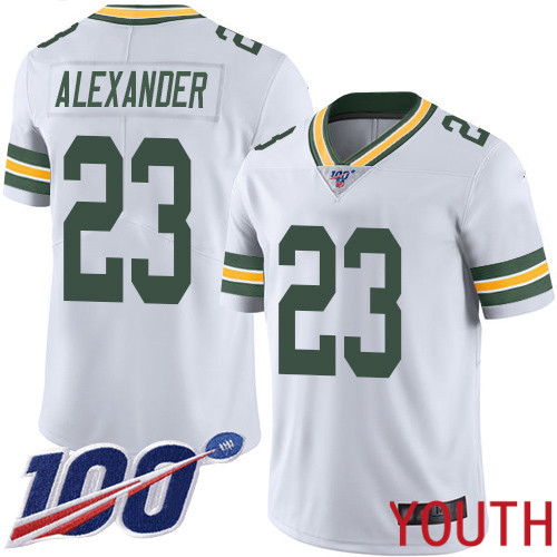 Green Bay Packers Limited White Youth #23 Alexander Jaire Road Jersey Nike NFL 100th Season Vapor Untouchable->youth nfl jersey->Youth Jersey